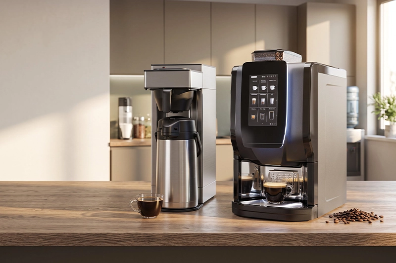 Pumpkanne oder Kaffeevollautomat fürs Büro: Was passt besser?