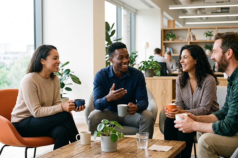 Kaffeepause im Büro: Warum kurze Auszeiten und Austausch wichtig sind